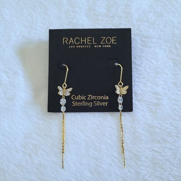 Rachel Zoe Jewelry - ✨️HP✨️ Rachel Zoe Dainty White Enamel Butterfly🦋 Dangle Earrings